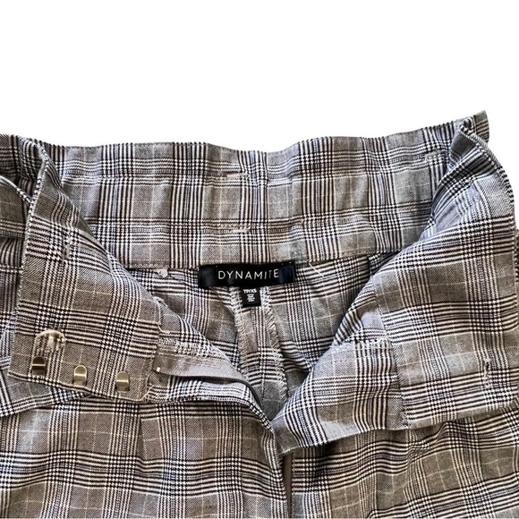 dynamite plaid gray high waist belt pinstripes paper bag pants - Picture 5 of 6